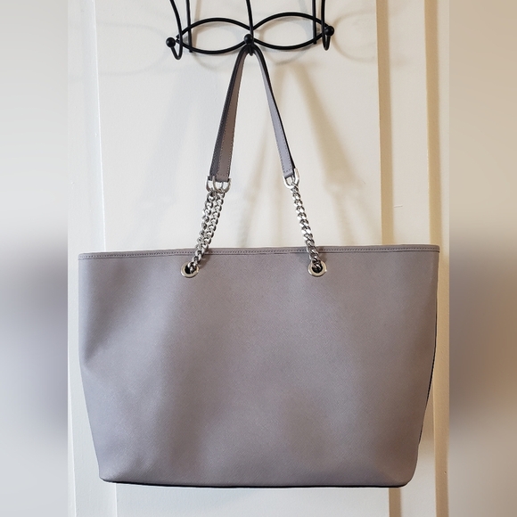 MICHAEL KORS Jet Set Travel Tote Chain Saffiano Leather Gray - Picture 12 of 12